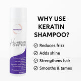 BEOTKKOT Keratin Hair Shampoo, Sulphate-Free for Frizz Control & Smooth Hair, Keratin-Treated & Colored Hair Safe, 300ml