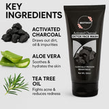 BEOTKKOT Charcoal Face Wash with Activated Charcoal |Fights Pollution, Dirt & Acne| Detox & Oil Control 2X Skin Purification| For Men & Women 100ML