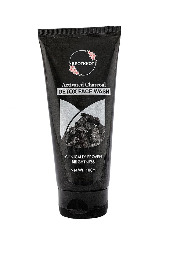 BEOTKKOT Charcoal Face Wash with Activated Charcoal |Fights Pollution, Dirt & Acne| Detox & Oil Control 2X Skin Purification| For Men & Women 100ML